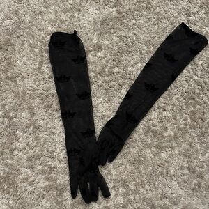 Elegant Black Sheer Long Gloves